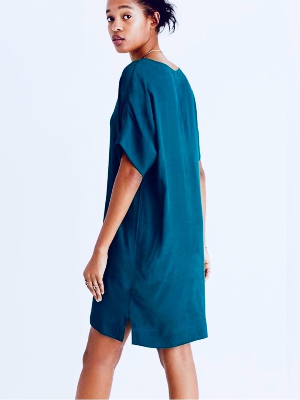 Madewell Teal Short Sleeve v-Neck Shift Dress